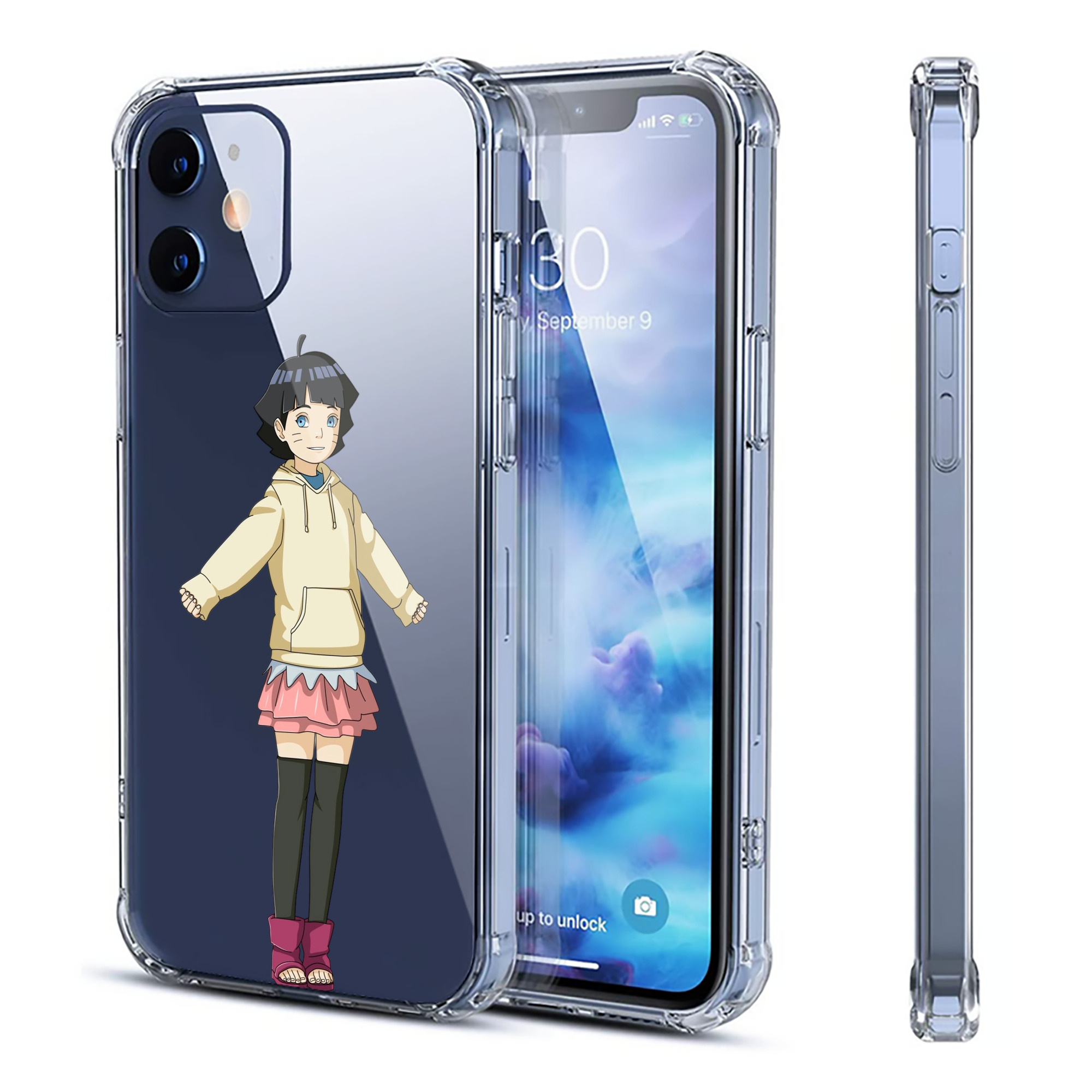 （画像用） NARUTO -ナルト- うずまき ヒマワリ Uzumaki Himawari 【iPhone 12シリーズ対応】透明スマホケース（クリアソフトケース）